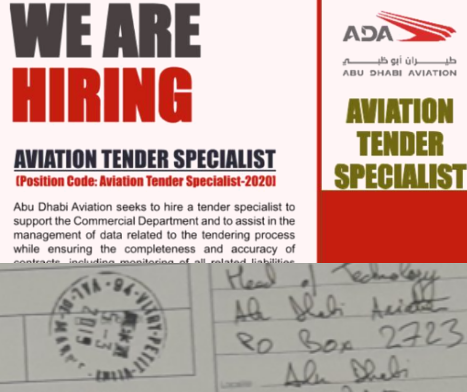 UAE job hand cover letter