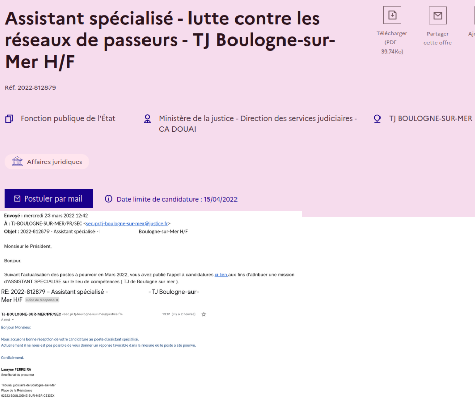 Recrutement assistant de justice