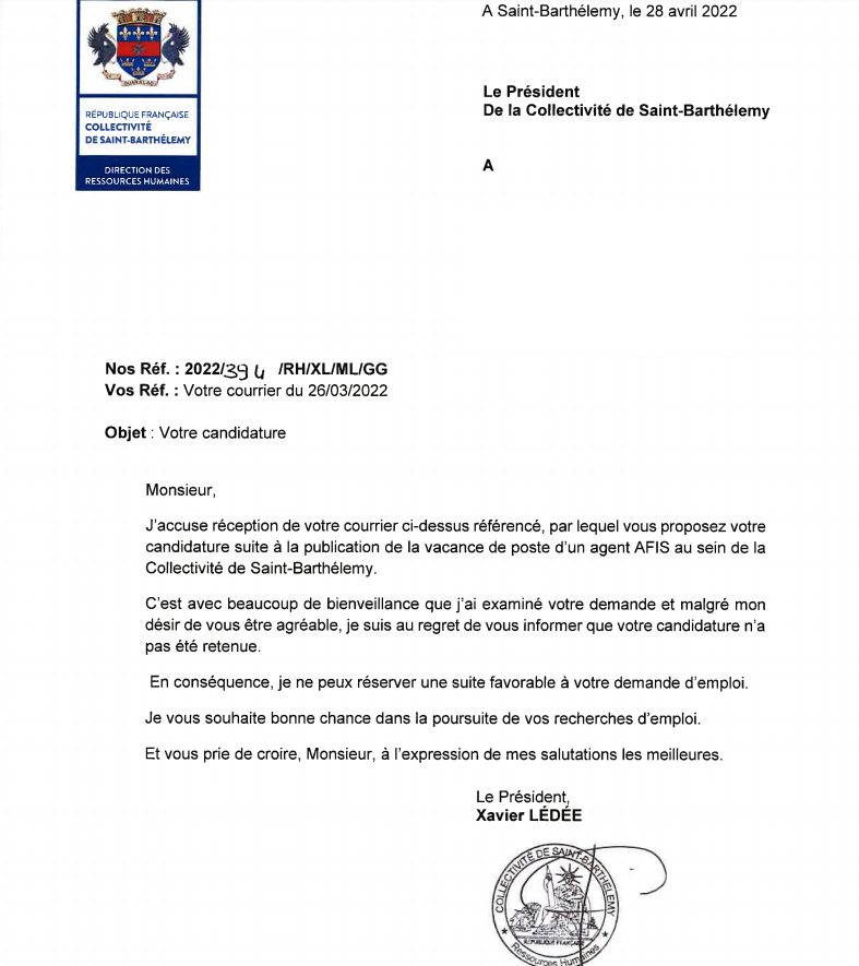 Recrutement aéronautique saint Barthelemy