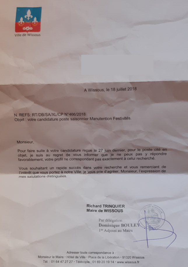 Recrutement Mairie Wissous
